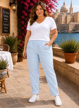Picture of STRETCH TROUSER WITH ELASTIC WAIST - COTTON